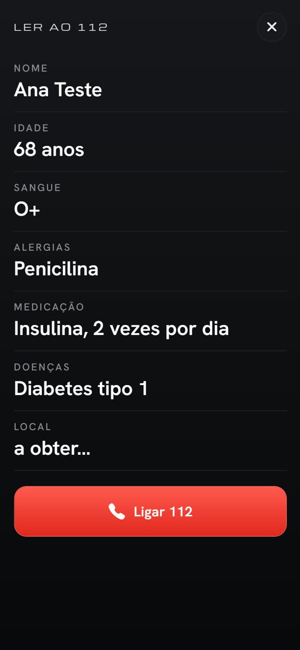 Dados em letra grande para ditar ao 112