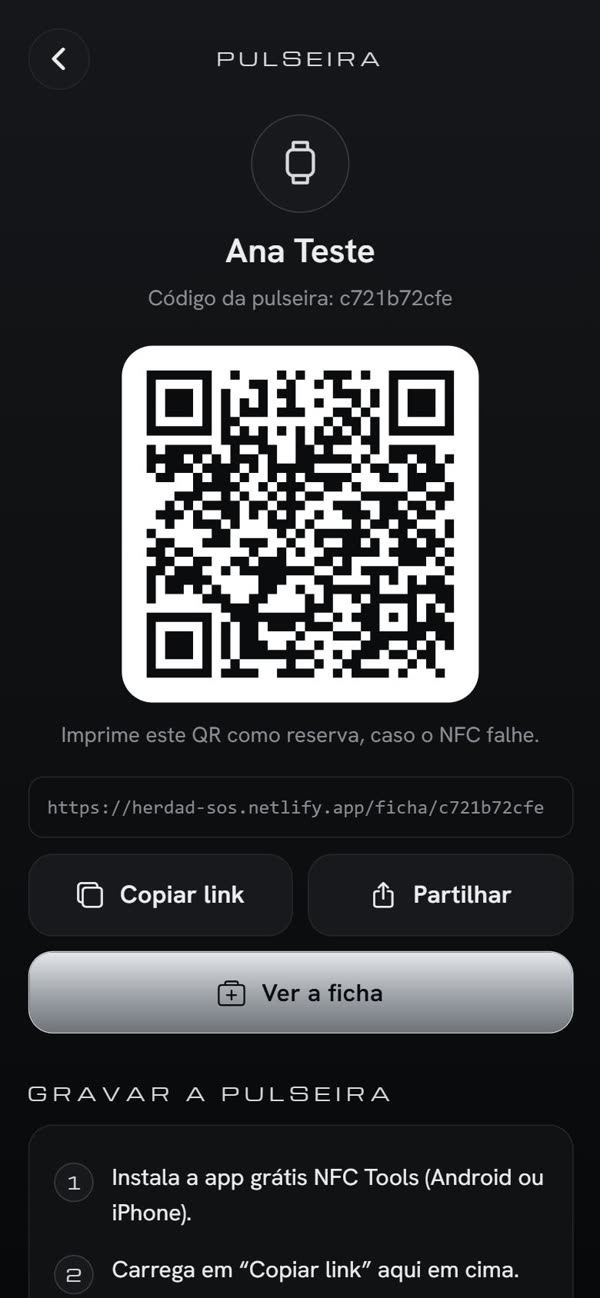 Código QR da pulseira